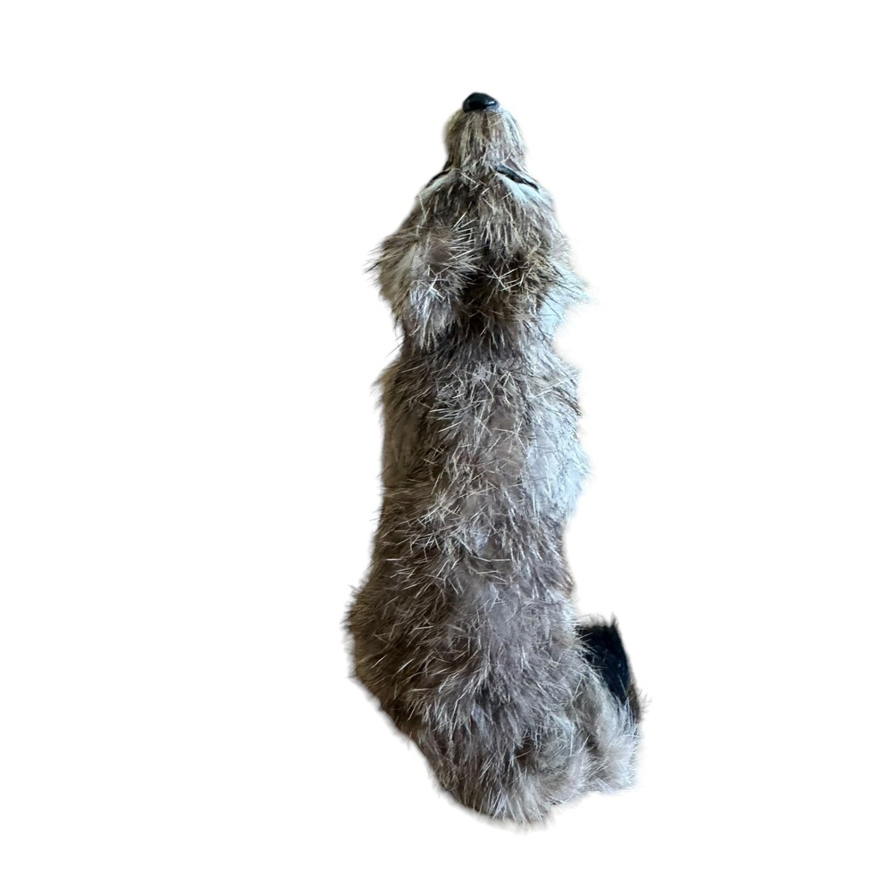 Realistic Looking 5.5" Howling Wolf Made With Rabbit Fur - Picture 4 of 6